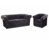 Kauf-Unique.de Chesterfield Couchgarnitur 3+1 Samt - Anthrazit