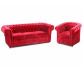 Kauf-Unique.de Chesterfield Couchgarnitur 3+1 Samt - Rot