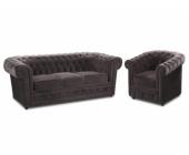 Kauf-Unique.de Chesterfield Couchgarnitur 3+1 Samt - Braun