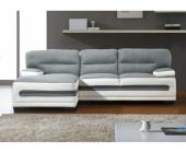 Kauf-Unique.de Ledersofa Ecksofa Look II - Zweifarbig: Grau & Weiß - Ecke Links