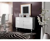 DeLife Sideboard Lucido 111x74 Hochglanz Weiss Kommode 1 Tür / 3 Schubkästen