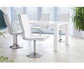 SalesFever Luke Essgruppe 160x90cm weiss mit 4 Leo Lederstühlen weiß/grau