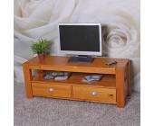 TV-Rack Fernsehtisch TV-Lowboard TV-Regal, Kiefernholz honigfarben lackiert, 118x45x38 cm ~ Variantenangebot