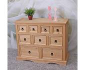 Kommode Wandschrank Schrank Sideboard mit 9 Schubladen, Kiefernholz, 103x82x42 cm ~ Variantenangebot