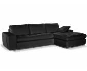LINEA SOFA Ledersofa Ecksofa Elegancia - Schwarz - Sofaecke Rechts