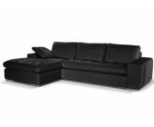 LINEA SOFA Ledersofa Ecksofa Elegancia - Schwarz - Sofaecke Links