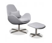 STUDIO COPENHAGEN Sessel Houston Hellgrau niedrig mit Hocker