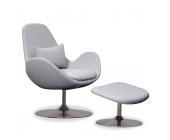 STUDIO COPENHAGEN Sessel Houston Hellgrau niedrig mit Hocker (Swivel)