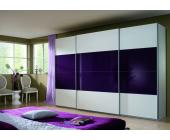Rauch Schwebetürenschrank Kleiderschrank Flash Alpinweiß Glas Brombeer 315 cm