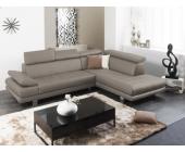 LINEA SOFA Ledersofa Ecksofa Effleurement - Semi-Anilinleder - Grau - Sofaecke Rechts
