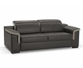 LINEA SOFA Ledersofa 3-Sitzer Hippias - konfigurierbar & Express Bettfunktion - Semi Anilinleder- Zweifarbig: Grau & Anthrazit