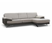 LINEA SOFA Ledersofa Ecksofa Emotion - hochwertiges Leder - Zweifarbig: Grau-Anthrazit - Sofaecke Rechts