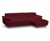LINEA SOFA Ledersofa Ecksofa Onirica - Semi-Anilinleder - Rot - Sofaecke Rechts