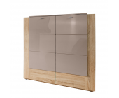 PerfectFurn Highboard Ancona - Eiche Dekor/Grau Hochglanz - Zwei Türen