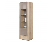 PerfectFurn Vitrinenschrank Ancona - Eiche Dekor/Grau Hochglanz (Zubehör: ohne Beleuchtung)