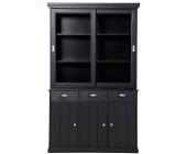 BUTLERS MILFORD Buffetschrank mit Glas-Schiebetüren, schwarz