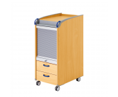 Moll Rollcontainer Mega - 2 Schubladen, Rollo - Buche Dekor, verschiedene Griffe (rote Griffe)