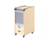 Moll Rollcontainer Mega - 2 Schubladen, Rollo - Ahorn Dekor, verschiedene Griffe (rote Griffe)