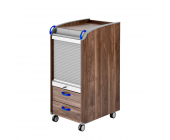 Moll Rollcontainer Mega - 2 Schubladen, Rollo - Nussbaum Dekor, verschiedene Griffe (rote Griffe)