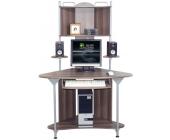 hjh OFFICE Computertisch Ecktisch CORNER PRO Walnuss / Silber mit Regalaufsatz