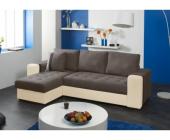 Kauf-Unique.de Wohnlandschaft Schlafsofa mit Bettkasten Perdita - Weiß & Taupe