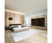 home24 Schlafzimmer-Set Sunny Day (4-teilig) - Wildeiche/Lava Hochglanz (Schlafzimmer-Set Sunny Day Lava)