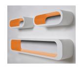 SalesFever 3 Space Age Lounge Retro Cuben / Regale oval in weiß-orange (3/Set)