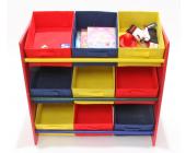 Buntes Kinderregal Regal für Kinder, Holz, 9 Ablageflächer, mit Boxen