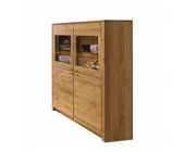 Tollhaus Highboard Paradise - Eiche Teilmassiv/Glas - Geölt & Gewachst/Klar (Zubehör: ohne Beleuchtung)