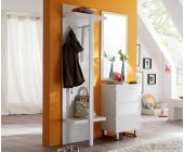 DeLife Garderobe Lucido 170x195cm Weiss Hochglanz Garderobenmöbel mit Spiegel