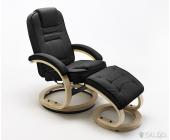 DeLife Relaxsessel Urbana Schwarz Natur Drehsessel mit Hocker