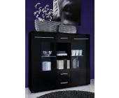 Highboard, schwarz Lack, mit Aufstellservice