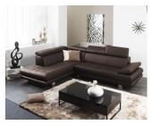LINEA SOFA Ledersofa Ecksofa Effleurement - Semi Anilinleder - Braun - Sofaecke Links