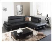 LINEA SOFA Ledersofa Ecksofa Effleurement - Semi Anilinleder - Schwarz - Sofaecke Rechts