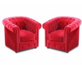 Kauf-Unique.de Sessel 2er-Set Chesterfield Samt - Rot