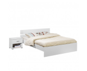 Young Furn Schlafzimmermöbel-Set Label (2-teilig) - Weiß - Bett & Nachtkonsole