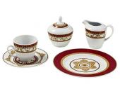 Heine Kaffeeservice (18tlg.) Heine, rot/goldfarben...