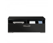 Young Furn TV-Lowboard Mondi - Schwarz Hochglanz - Glasauflage