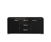 Young Furn Sideboard Mondi - Schwarz Hochglanz - Glasauflage