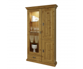 4Home Vitrinenschrank Niesta - Kiefer Massivholz/Glas - Bernsteinfarben/Klar (Türanschlag: Rechts Ausführung: Ohne Beleuchtung)