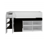 Parisot Meubles Hochbett Theo - Weiß/Schwarz