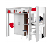 Parisot Meubles Hochbett Space - Weiß/Silber