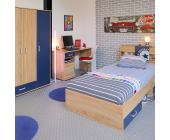 Parisot Meubles Sparset Campus (4-teilig) - Inklusive Regal & Schreibtisch - Eiche/Königsblau