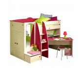 Parisot Meubles Hochbett Lolita - Kiefer-Nachbildung/Pink