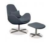 STUDIO COPENHAGEN Sessel Houston Grau niedrig mit Hocker