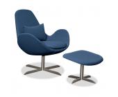 STUDIO COPENHAGEN Sessel Houston Blau niedrig mit Hocker