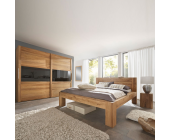 Möbel Exclusive Schlafzimmermöbel Set Furios - Eiche Massivholz - Bett, Schrank & 2 Nachttische