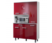 Young Furn Buffetschrank Rabea - Rot Hochglanz/Weiß - Viel Stauraum