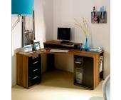 home24 Gävle Computer-Eckschreibtisch - Nussbaum/Schwarz
