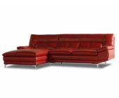 LINEA SOFA Ledersofa Ecksofa Lanciano - Rot - Ecke Links